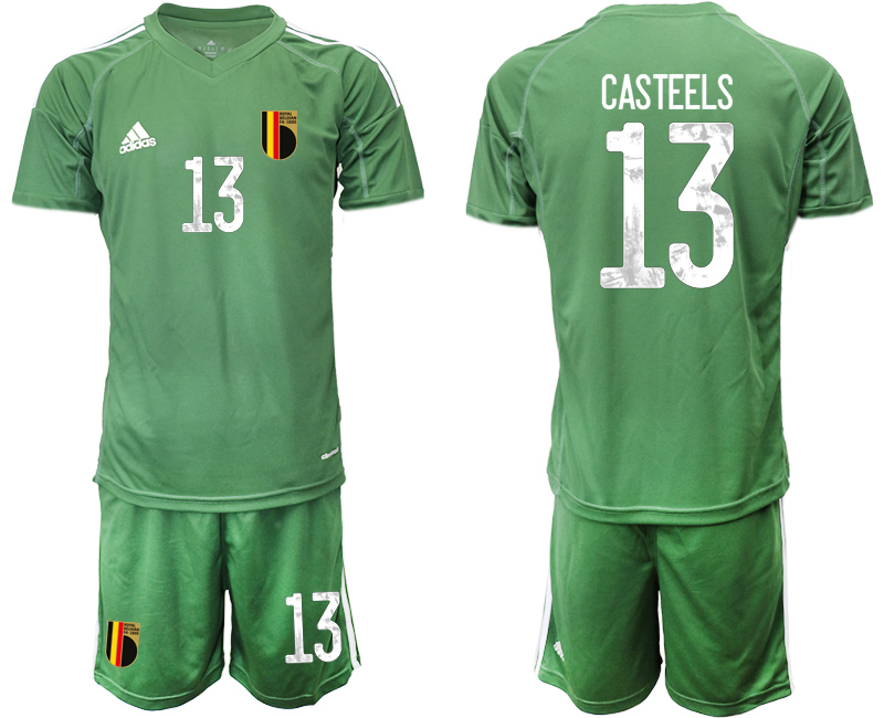 Men 2021 European Cup Belgium green goalkeeper #13 Soccer Jerseys2->belgium jersey->Soccer Country Jersey